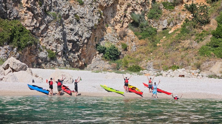 Kayaks on beach